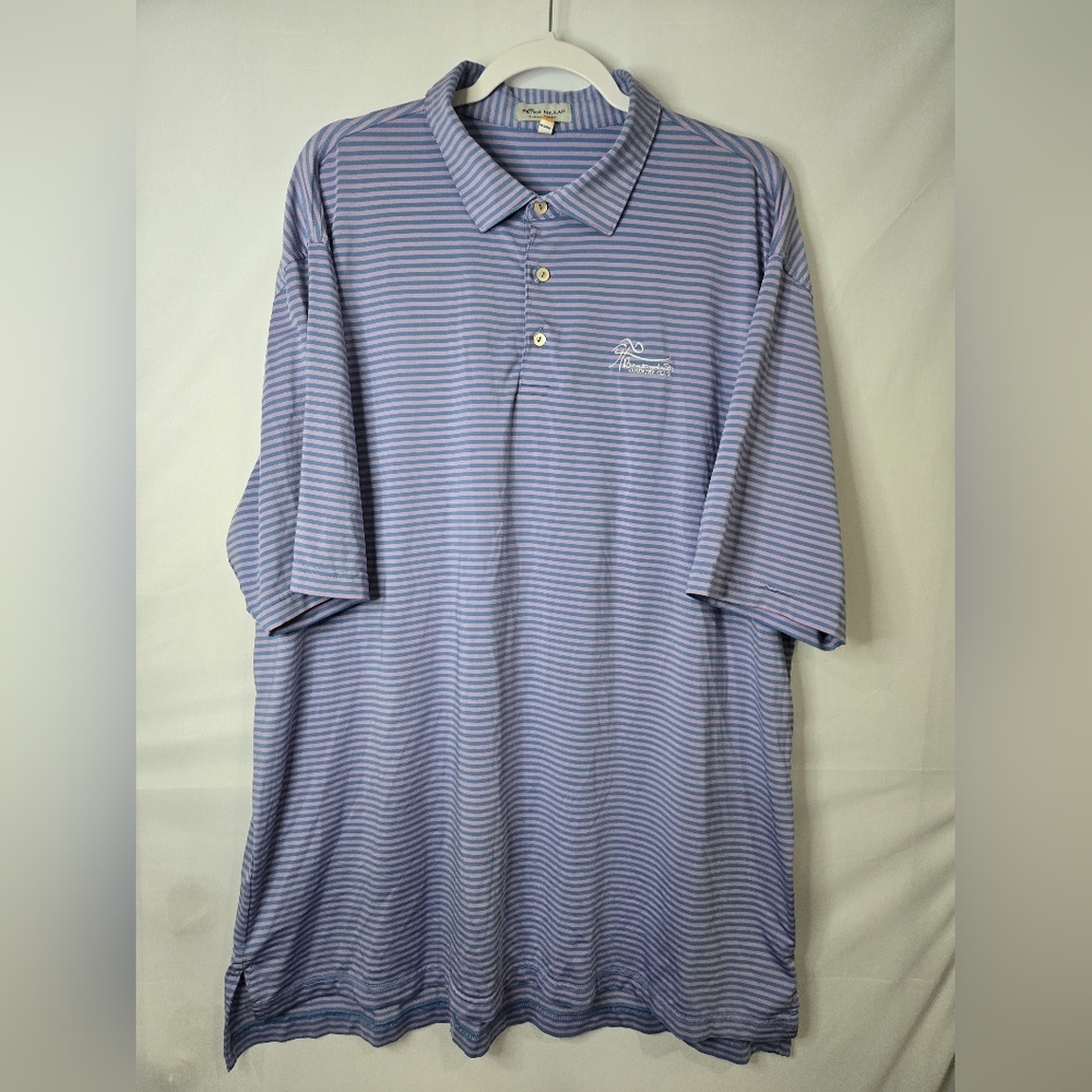 Peter Millar Summer Comfort Men's Striped Polo Shirt - Blue Size XXL